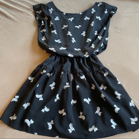 Forever 21 Dress - Black and White Cat Print, Size Small - Picture 2 of 11
